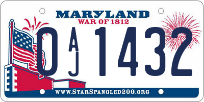 MD license plate 0AJ1432