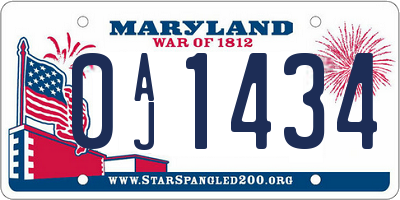 MD license plate 0AJ1434