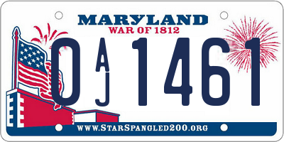 MD license plate 0AJ1461