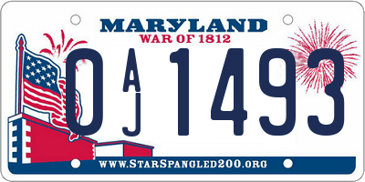 MD license plate 0AJ1493