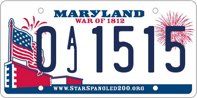 MD license plate 0AJ1515