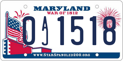 MD license plate 0AJ1518