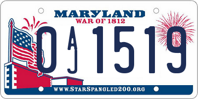 MD license plate 0AJ1519