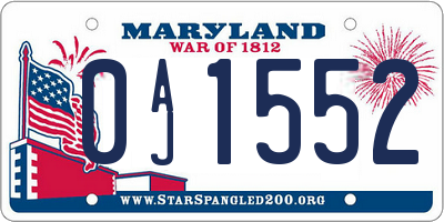 MD license plate 0AJ1552