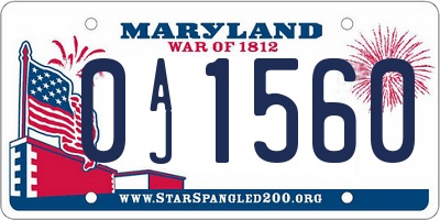 MD license plate 0AJ1560
