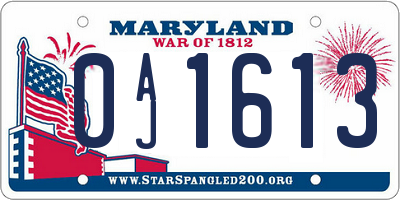 MD license plate 0AJ1613