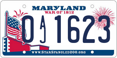 MD license plate 0AJ1623
