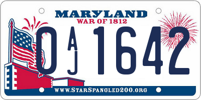MD license plate 0AJ1642