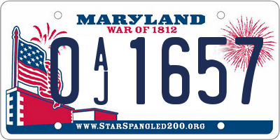 MD license plate 0AJ1657