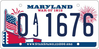 MD license plate 0AJ1676