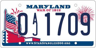 MD license plate 0AJ1709