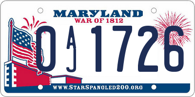 MD license plate 0AJ1726