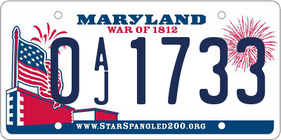 MD license plate 0AJ1733