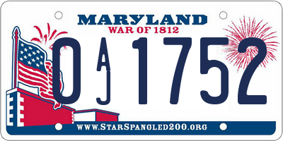 MD license plate 0AJ1752