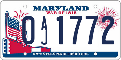 MD license plate 0AJ1772
