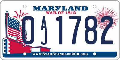 MD license plate 0AJ1782
