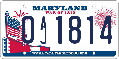MD license plate 0AJ1814