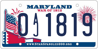 MD license plate 0AJ1819