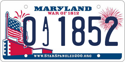 MD license plate 0AJ1852