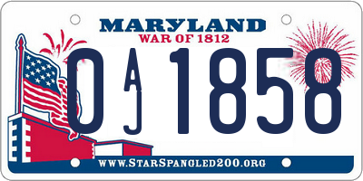 MD license plate 0AJ1858