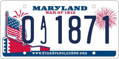 MD license plate 0AJ1871