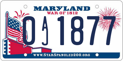 MD license plate 0AJ1877