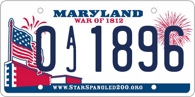 MD license plate 0AJ1896
