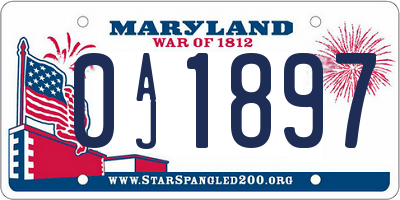 MD license plate 0AJ1897