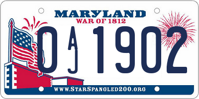 MD license plate 0AJ1902