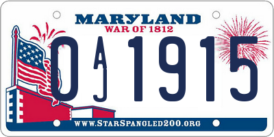 MD license plate 0AJ1915