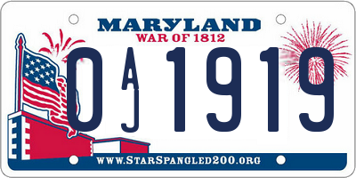 MD license plate 0AJ1919
