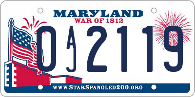 MD license plate 0AJ2119