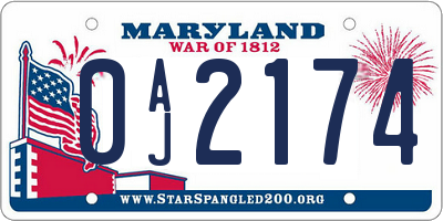 MD license plate 0AJ2174