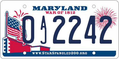 MD license plate 0AJ2242