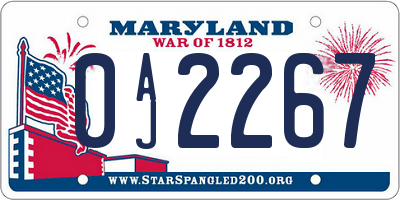 MD license plate 0AJ2267