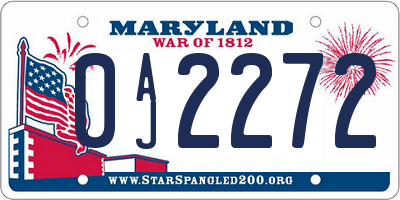 MD license plate 0AJ2272
