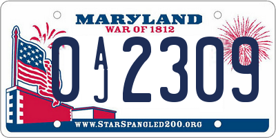 MD license plate 0AJ2309