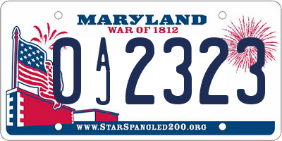 MD license plate 0AJ2323