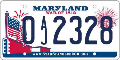 MD license plate 0AJ2328
