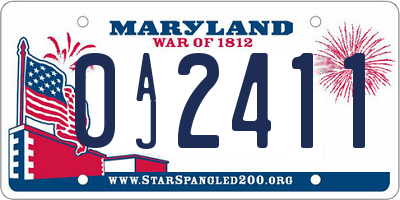 MD license plate 0AJ2411