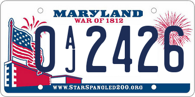 MD license plate 0AJ2426