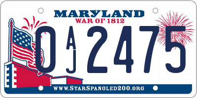 MD license plate 0AJ2475