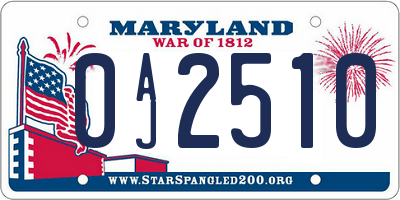 MD license plate 0AJ2510