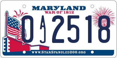 MD license plate 0AJ2518