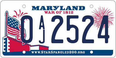 MD license plate 0AJ2524