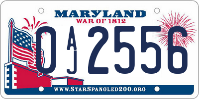 MD license plate 0AJ2556