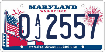 MD license plate 0AJ2557