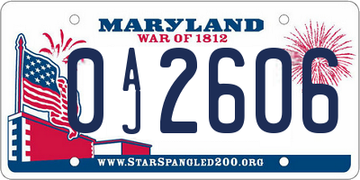 MD license plate 0AJ2606