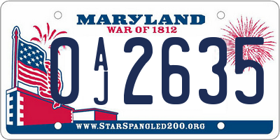 MD license plate 0AJ2635