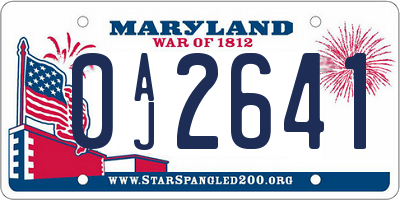 MD license plate 0AJ2641